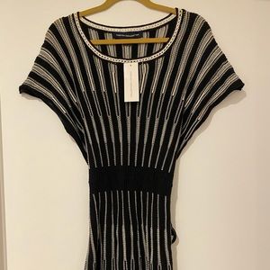 Black white and gray striped dress